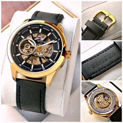 Tomm_Y Hil_figar - Automatic Watches with leather Belt